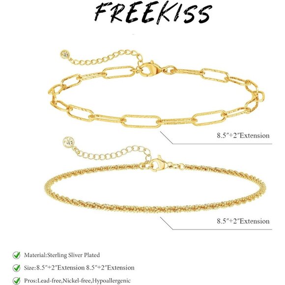 2 Layered Paper Beaded Cuban Link Waterproof Adjustable Anklet for Women - Picture 2 of 7